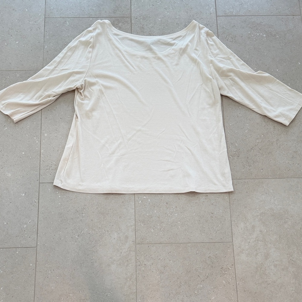 Eileen Fisher Cream Long Sleeve Top - Picture 3 of 3
